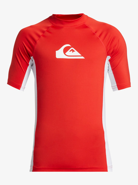 Quiksilver Everyday Short Sleeve UPF 50 Rash Vest in High Risk Red