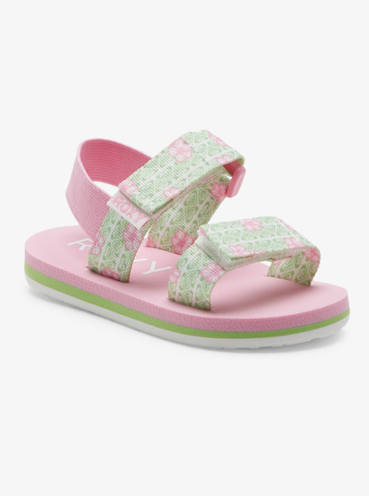 Roxy Cage Girls Sandals in Green/Pink