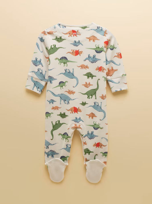 Joules Razamataz Cream Dino Cotton Babygrow