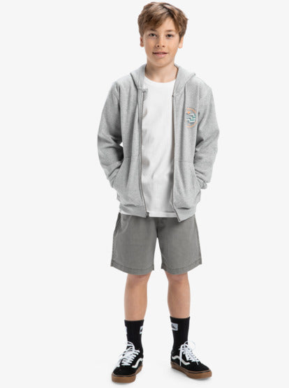 Quiksilver Graphic Boys Zip Up Hoodie in Light Grey Heather