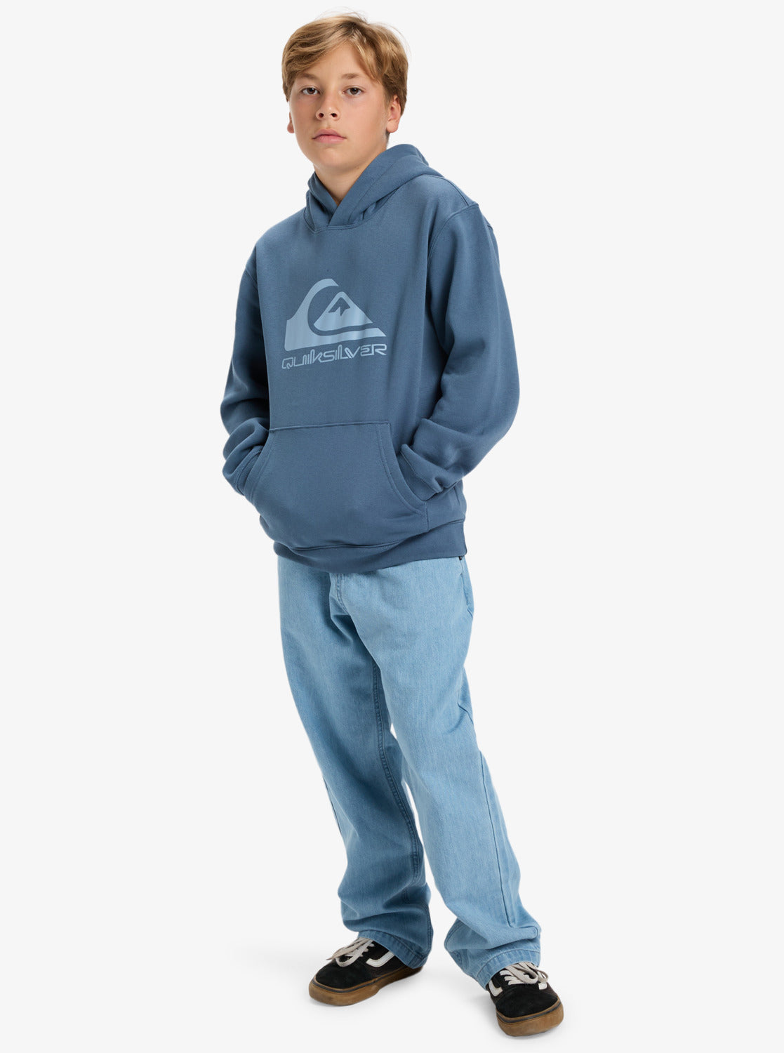 Quiksilver Comp Logo Boys Hoodie in China Blue