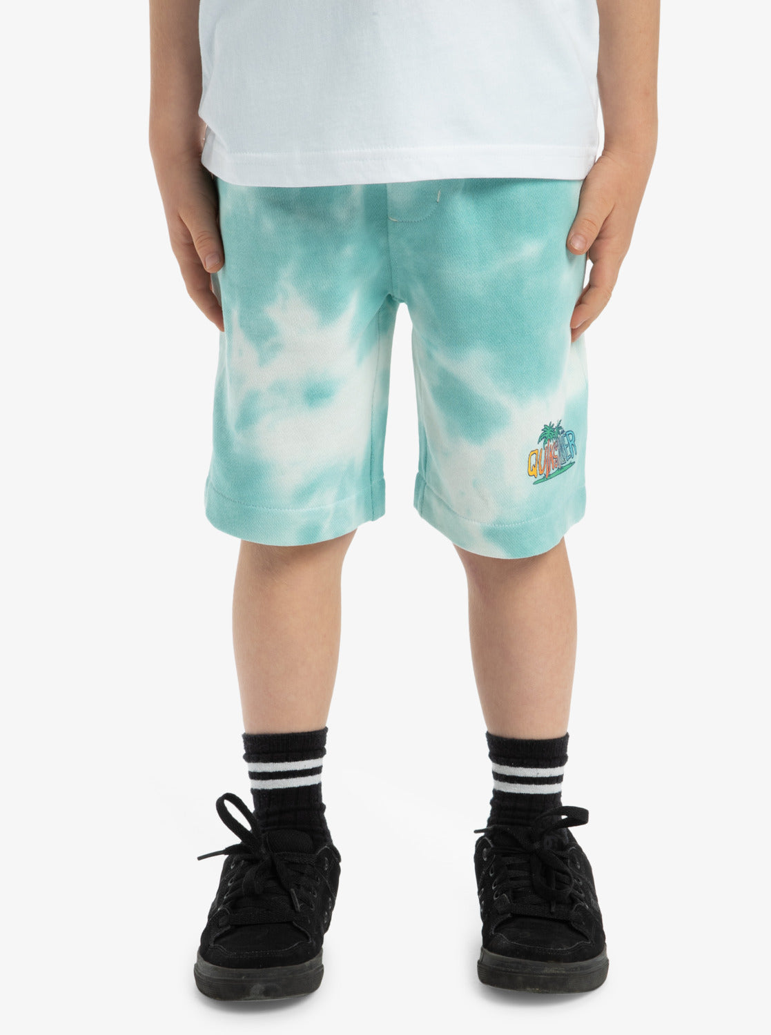 Quiksilver Tie Dye Elastic Waist Boys Shorts in Marine Blue