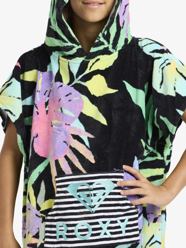 Roxy Stay Magical Girls Printed Poncho Towel in Anthracite Aquarella Active