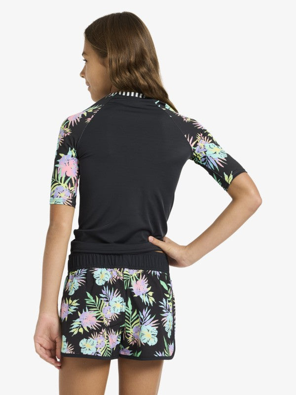 Roxy Good Waves Only Gilrs Boardshorts in Anthracite Aquarella Active