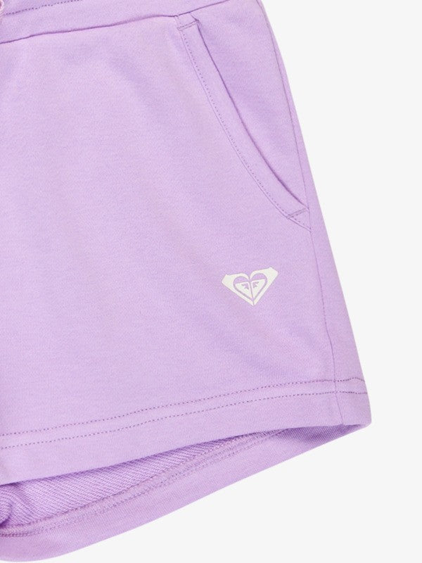 Roxy Surf Feeling Girls Terry Sweat Shorts in Crocus Petal