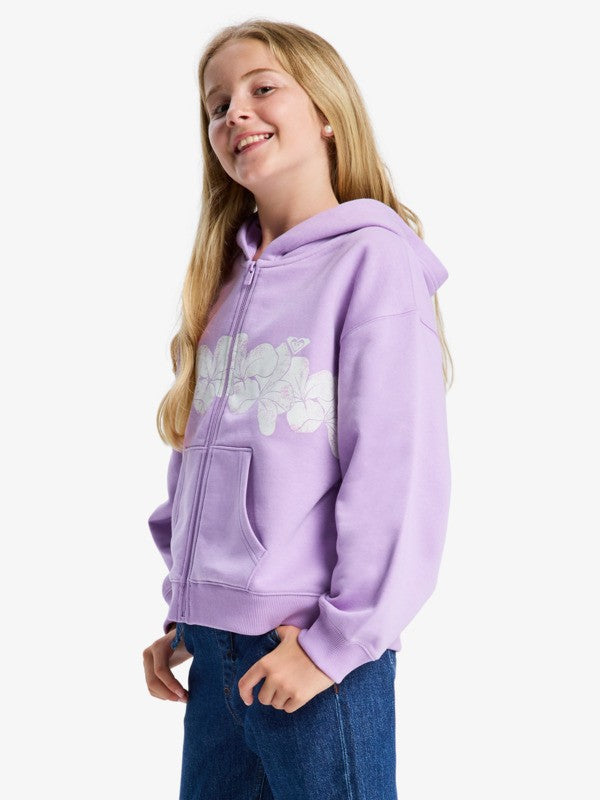 Roxy Midnight Hike Girls Brushed Zip Through in Crocus Petal