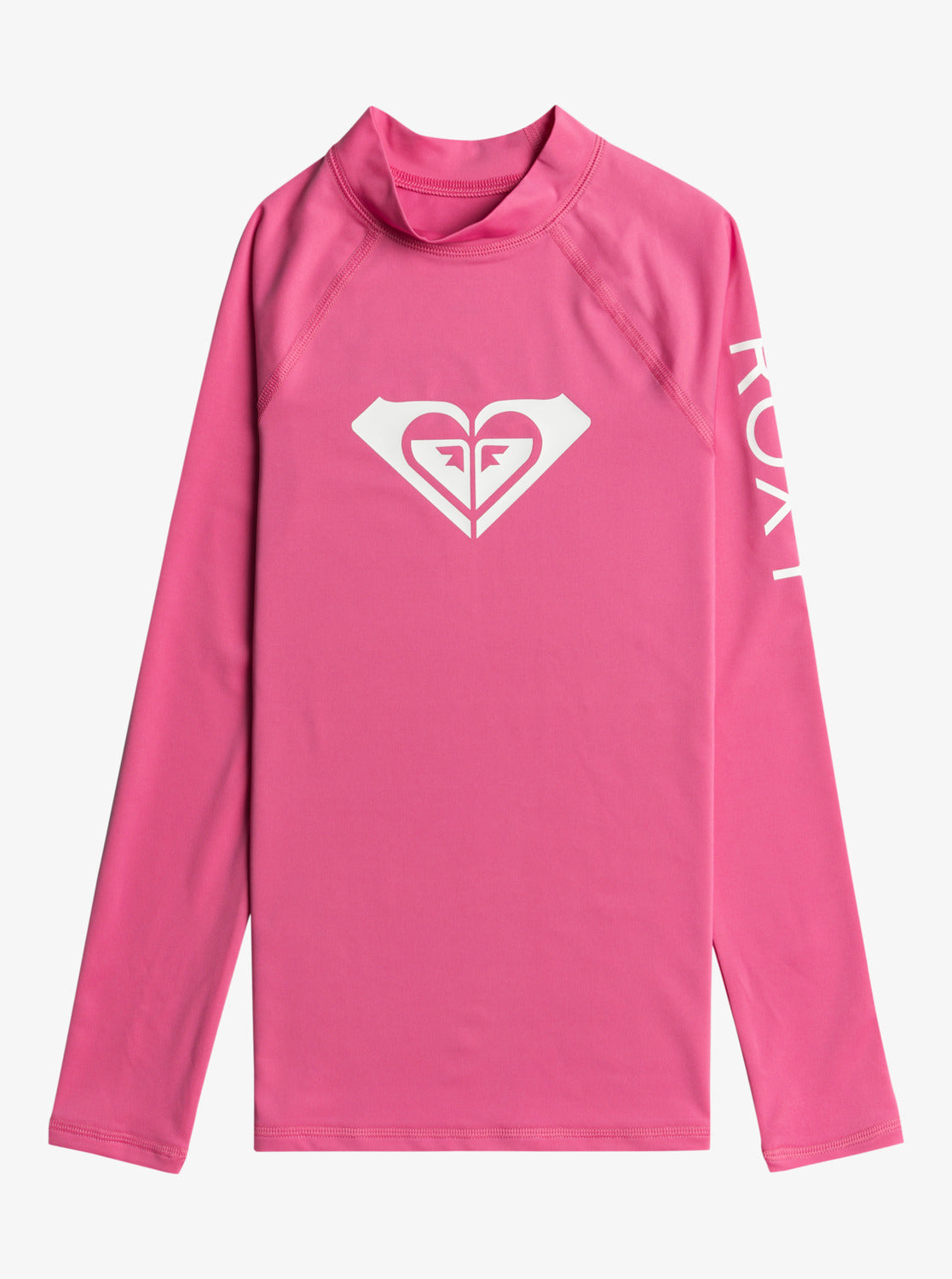 Roxy Whole Hearted Girls Long Sleeve UPF 50 Rash Vest in Shocking Pink