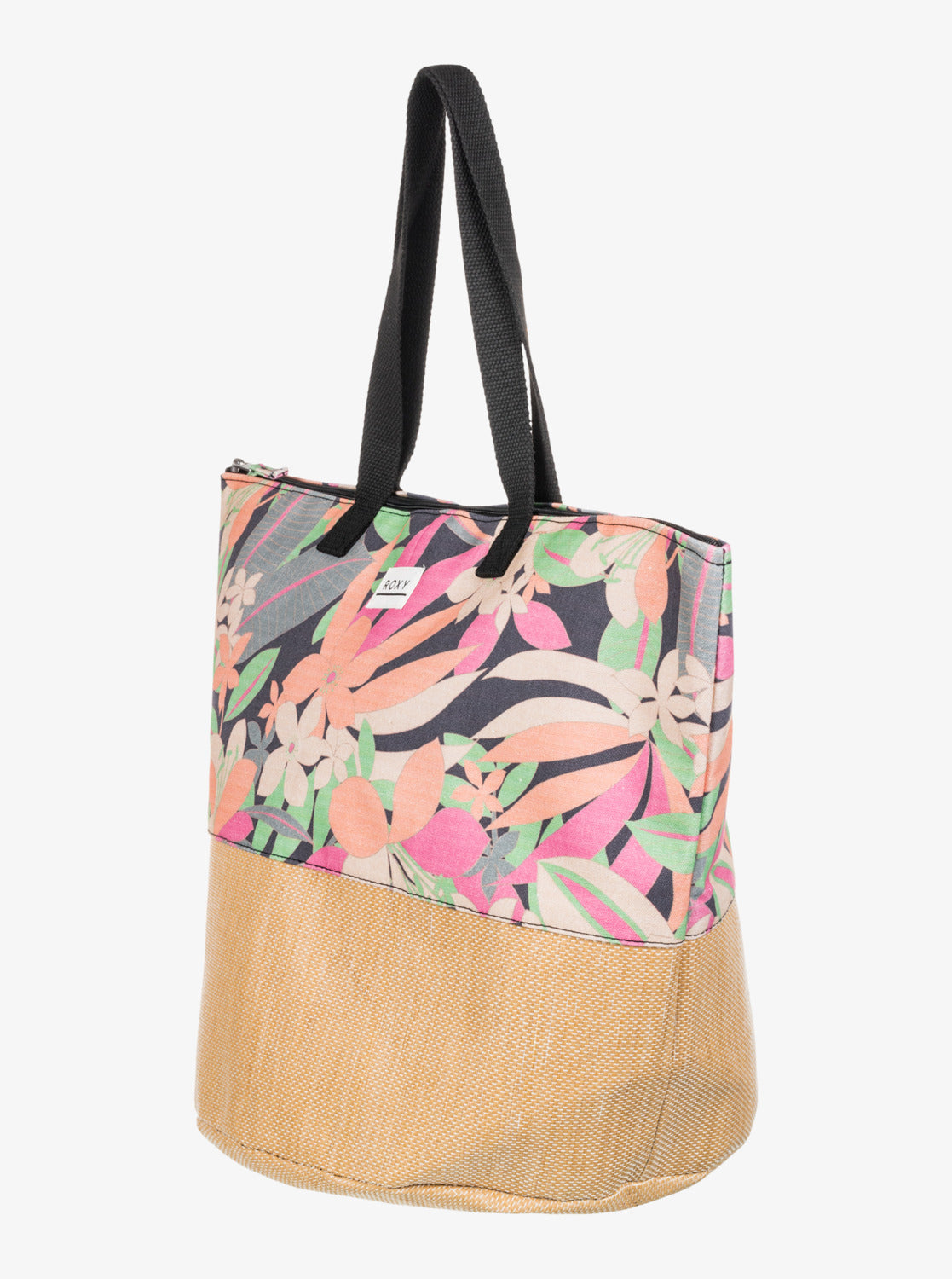 Roxy Waikiki Life Tote Bag in Anthracite Palm Song