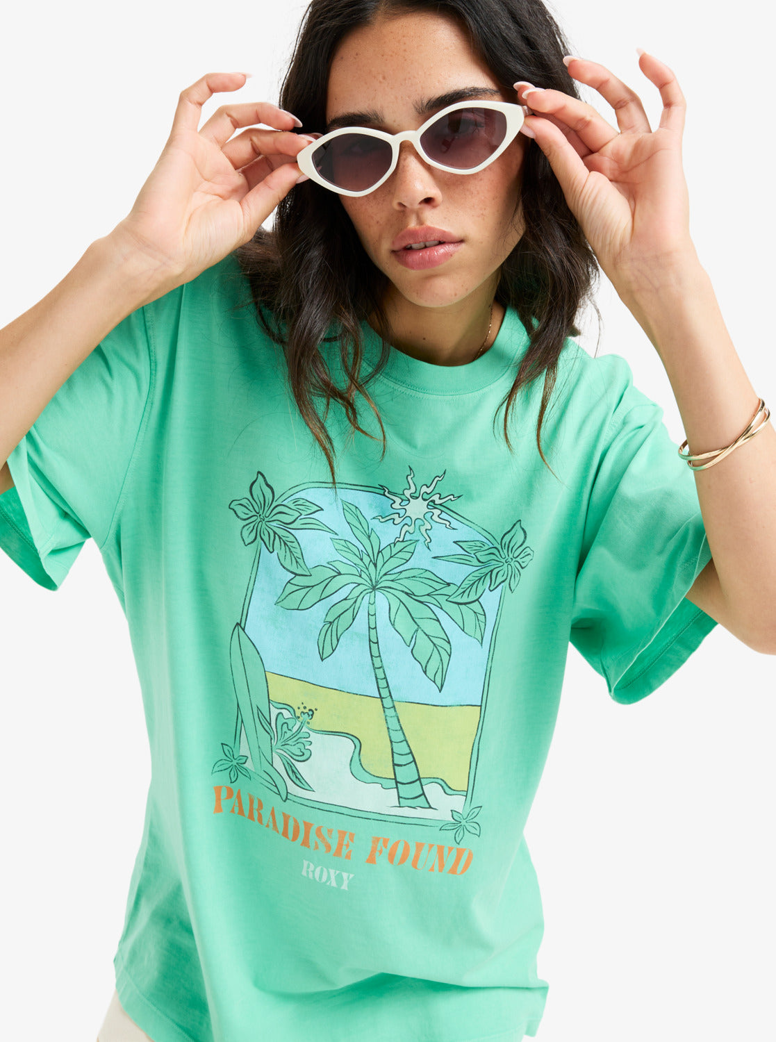 Roxy Sunny Oversize Enzyme Wash T-Shirt in Spring Bud