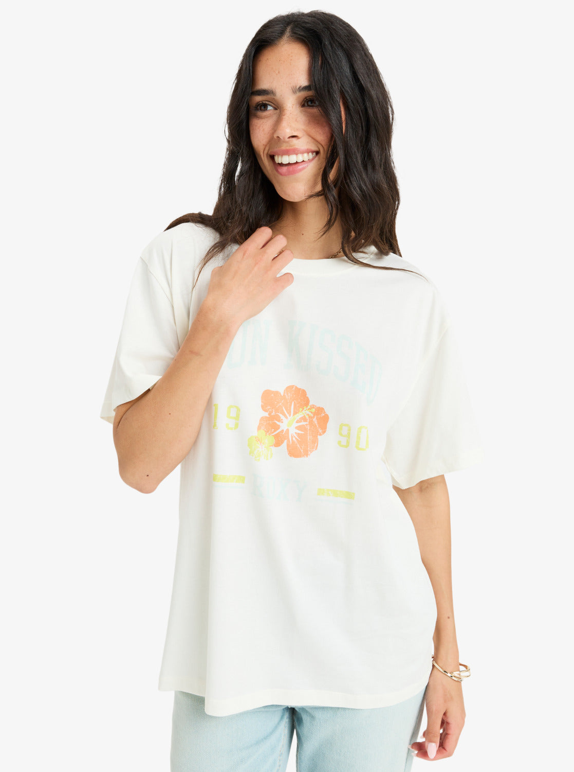 Roxy Hangloose The Sky Loose Fit T-Shirt in Egret