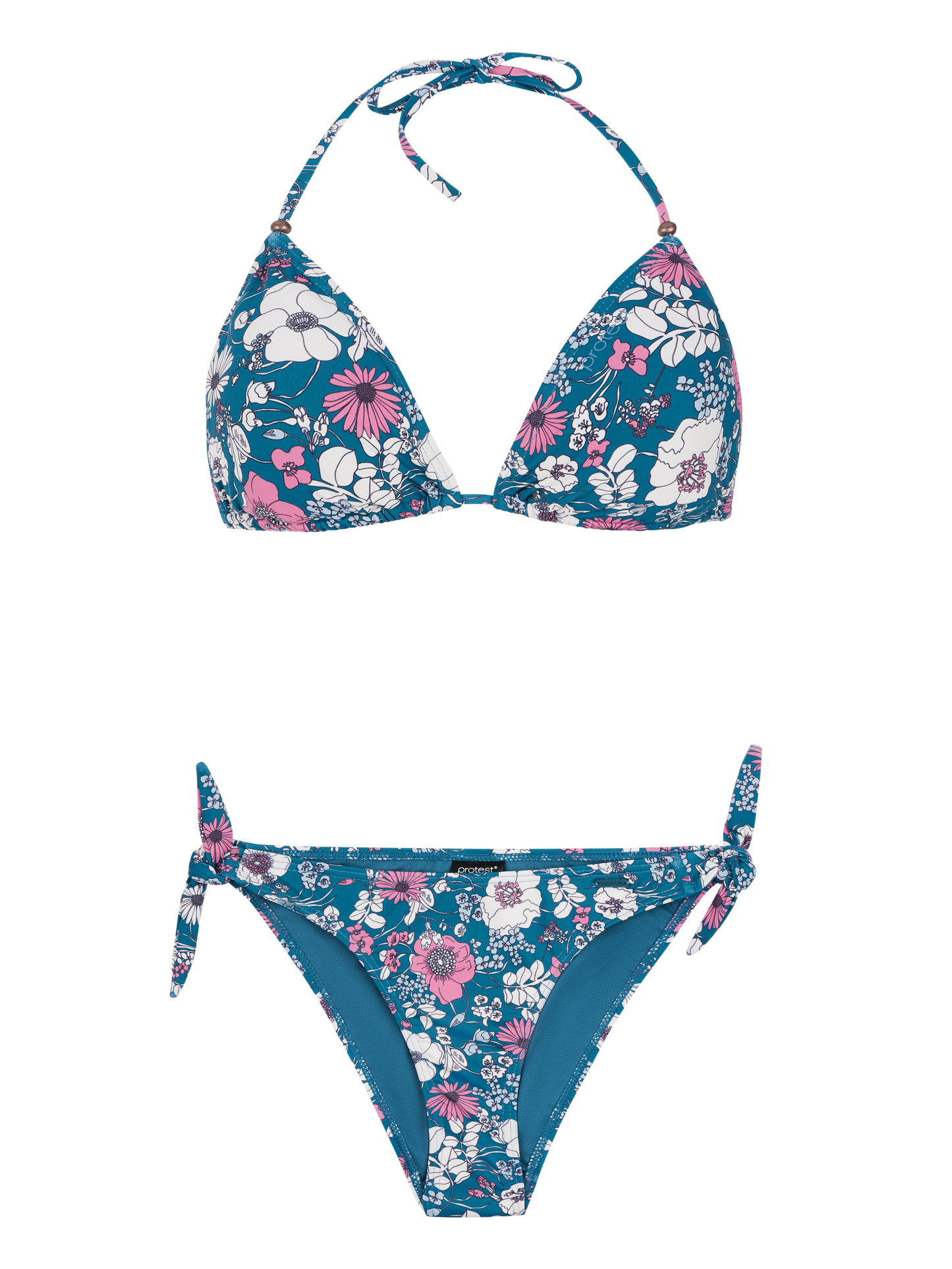 Protest Moloko Floral Triangle Bikini in Raku Blue