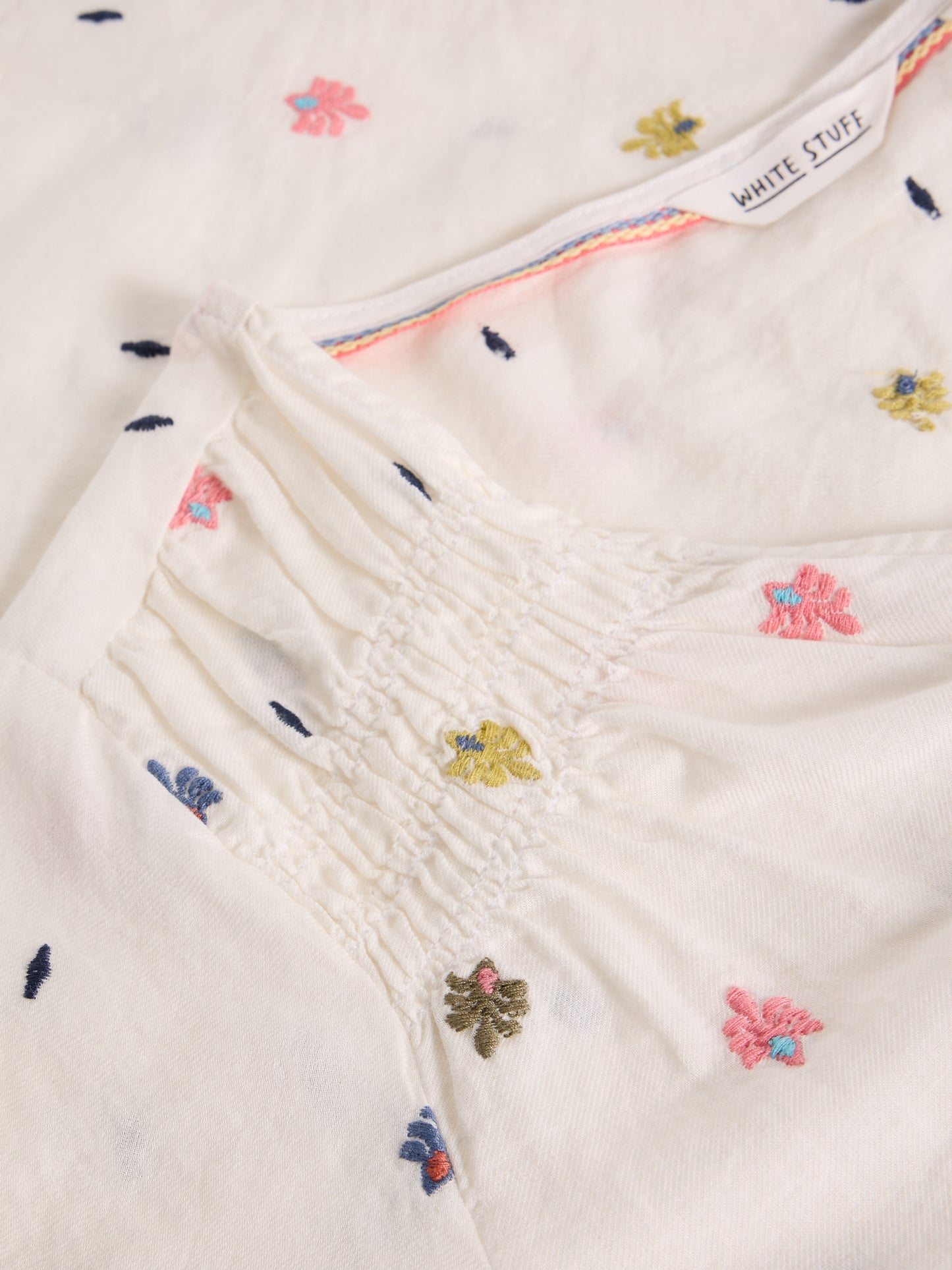 White Stuff Rae Organic Cotton Blouse in Ivory Multi