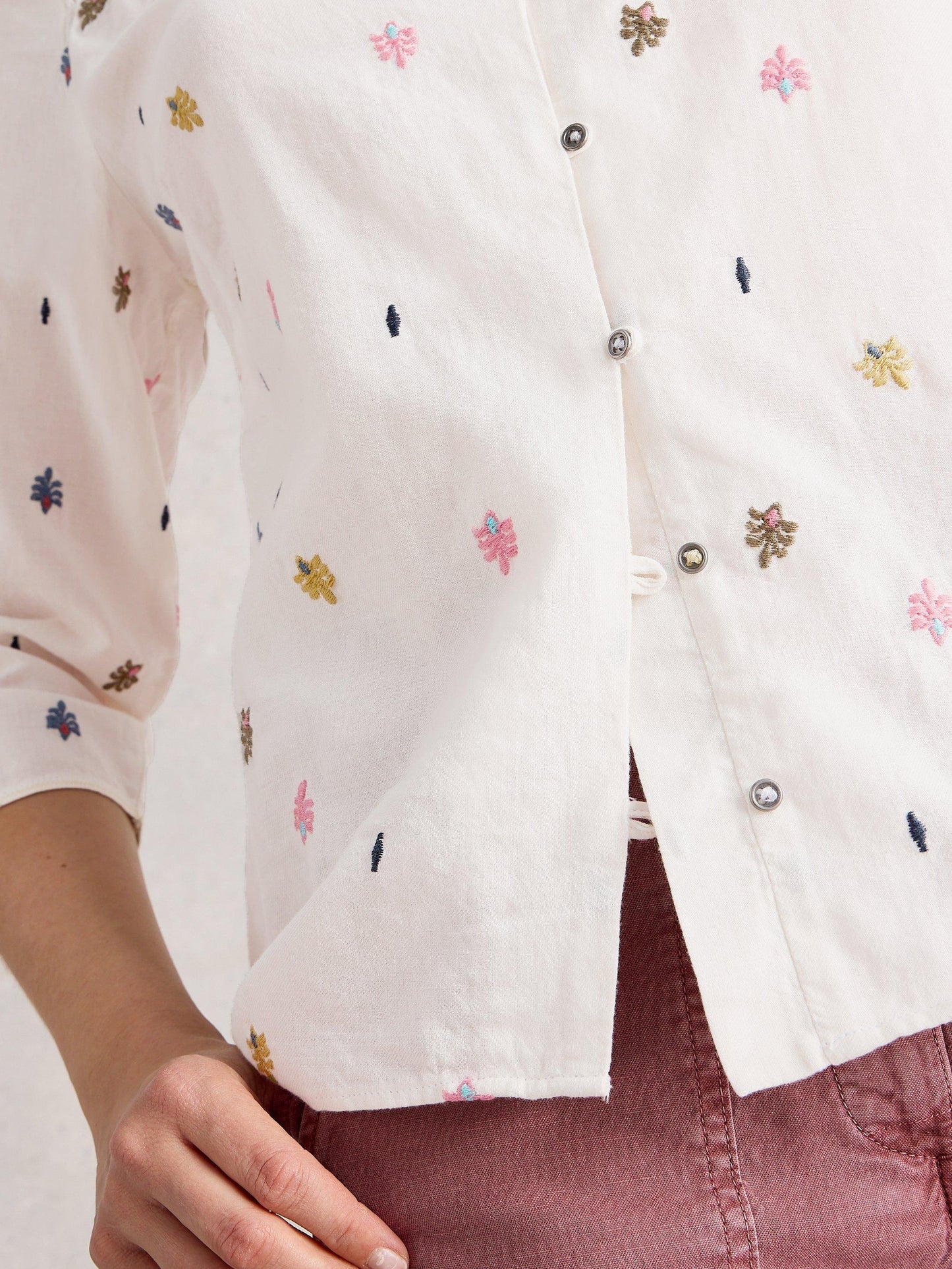 White Stuff Rae Organic Cotton Blouse in Ivory Multi