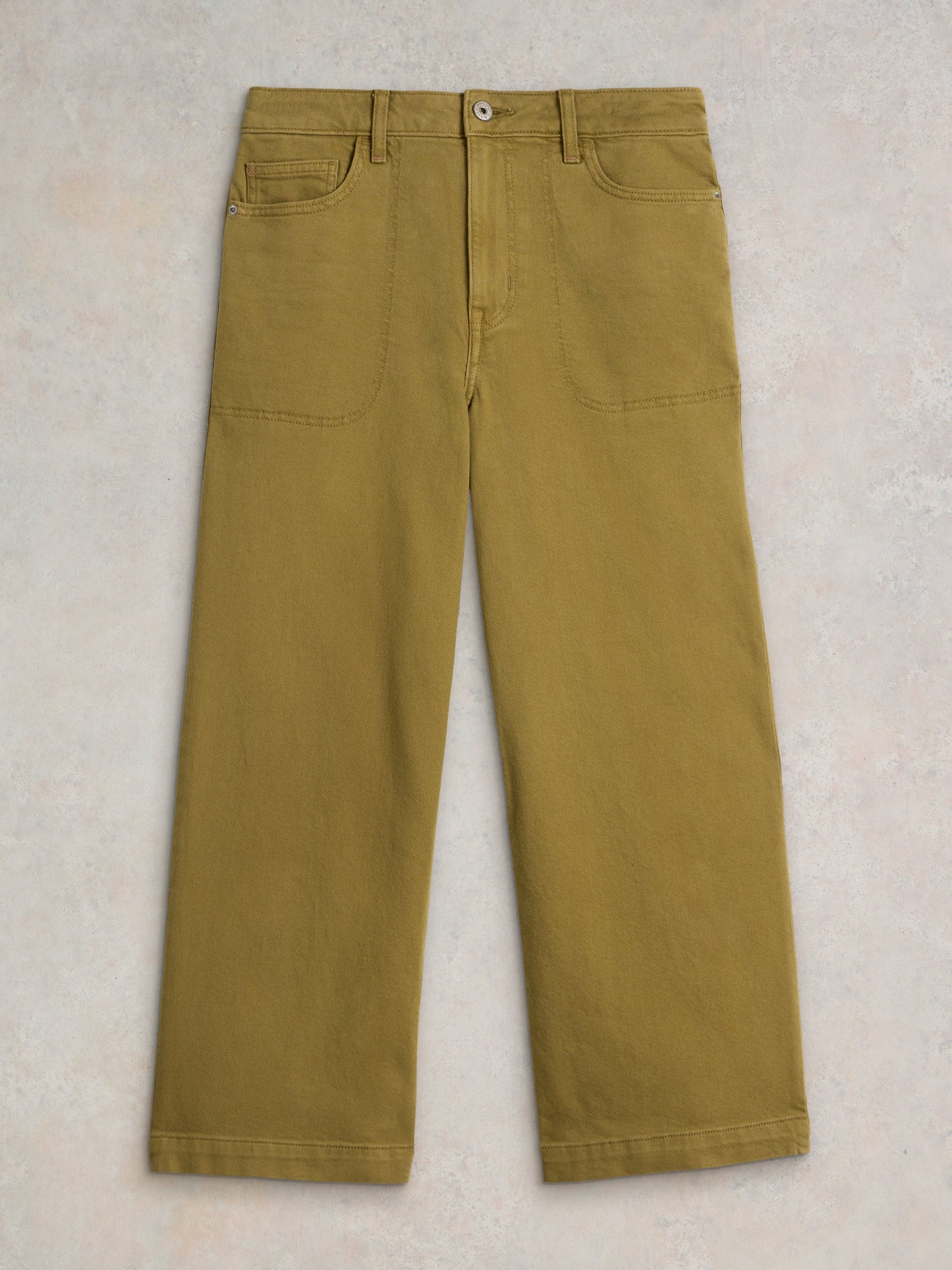 White Stuff Tia Wide Leg Crop Jean in Khaki Green
