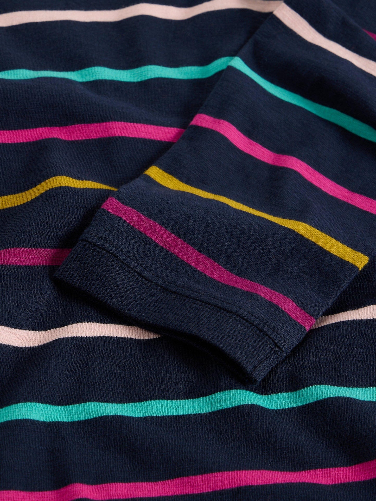 White Stuff Clara Long Sleeved Striped Top in Navy Multi