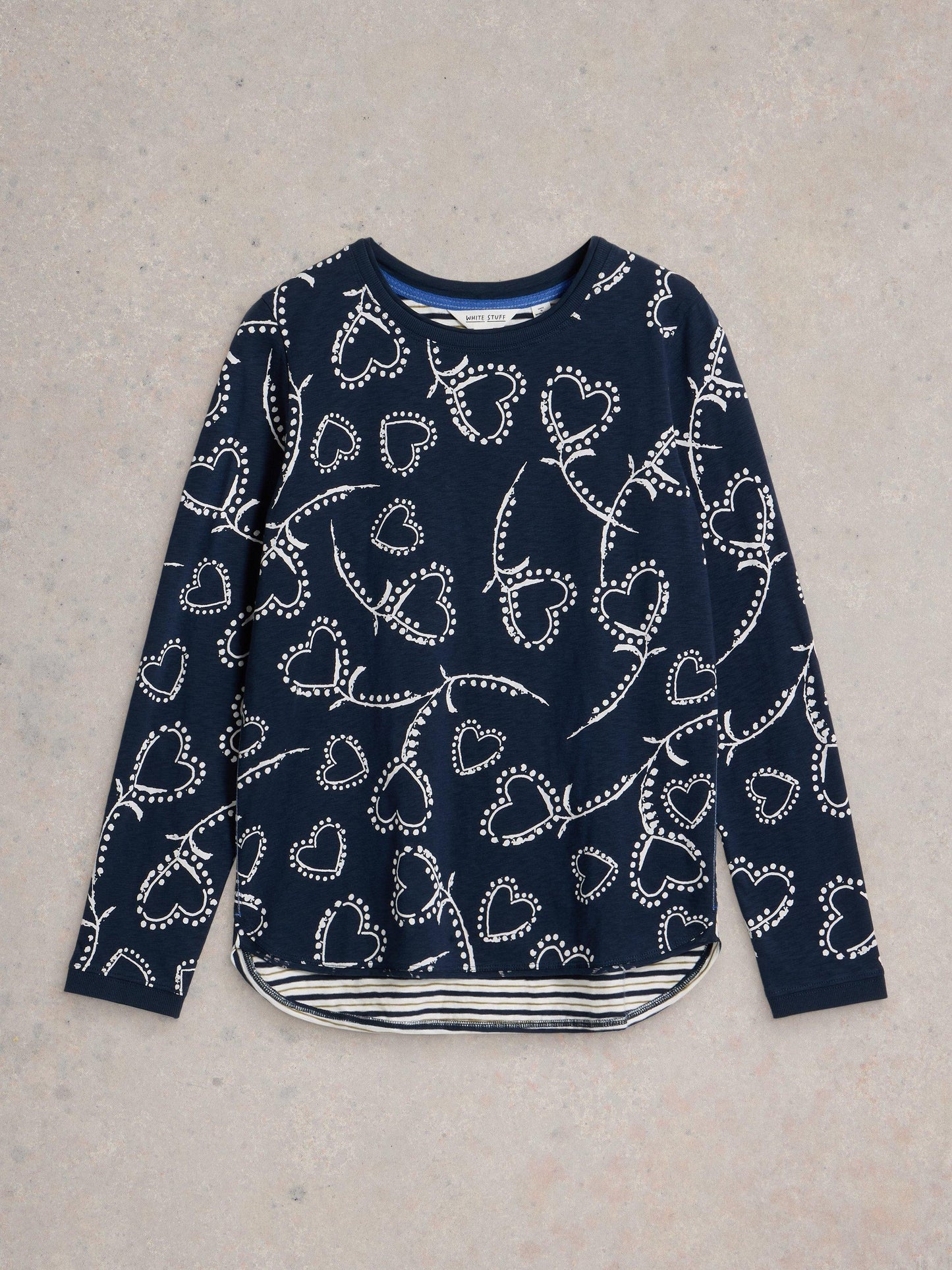 White Stuff Clara Long Striped Top in Navy Multi