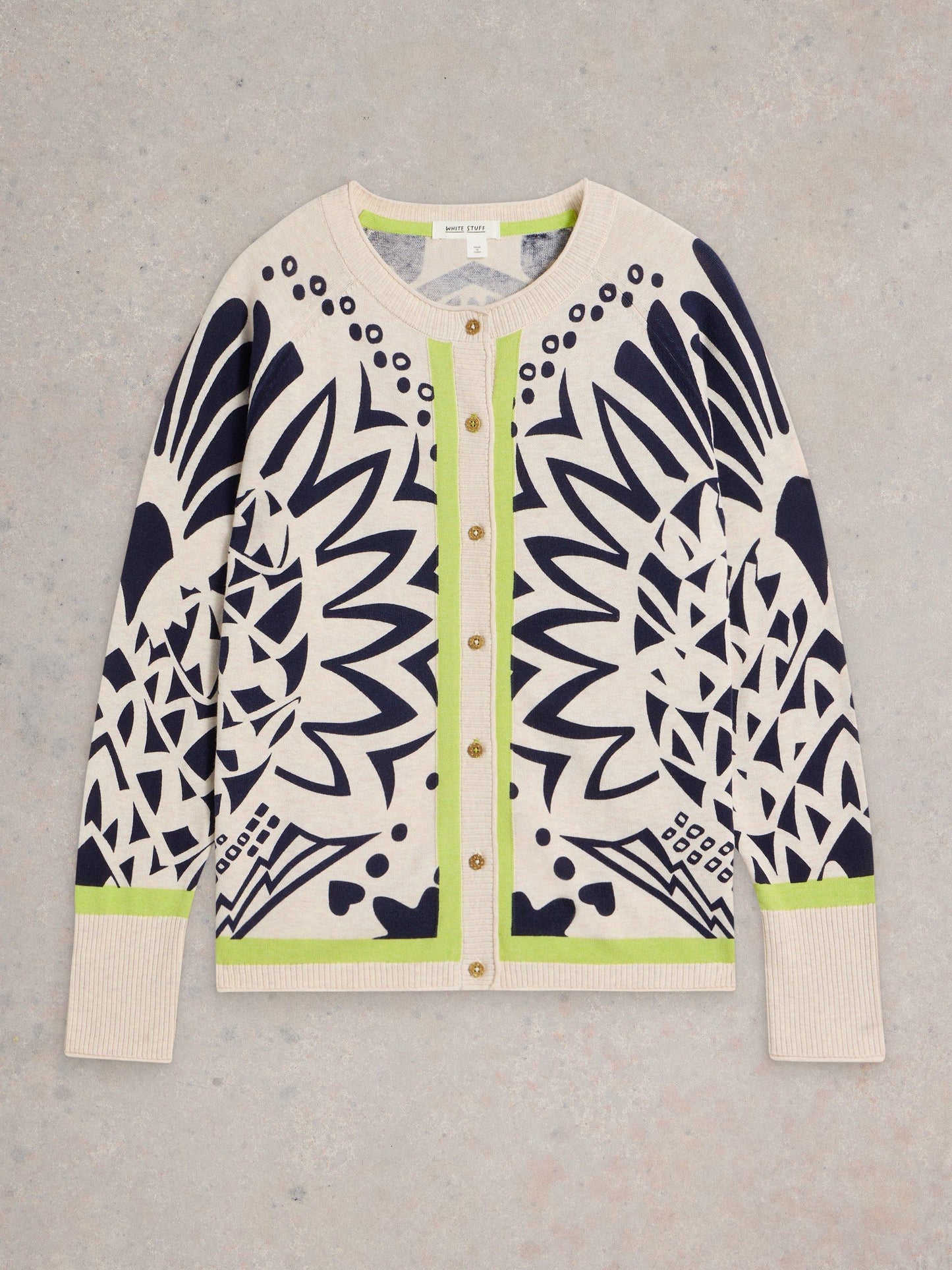 White Stuff Lulu Printed Cardigan in Ivory Print