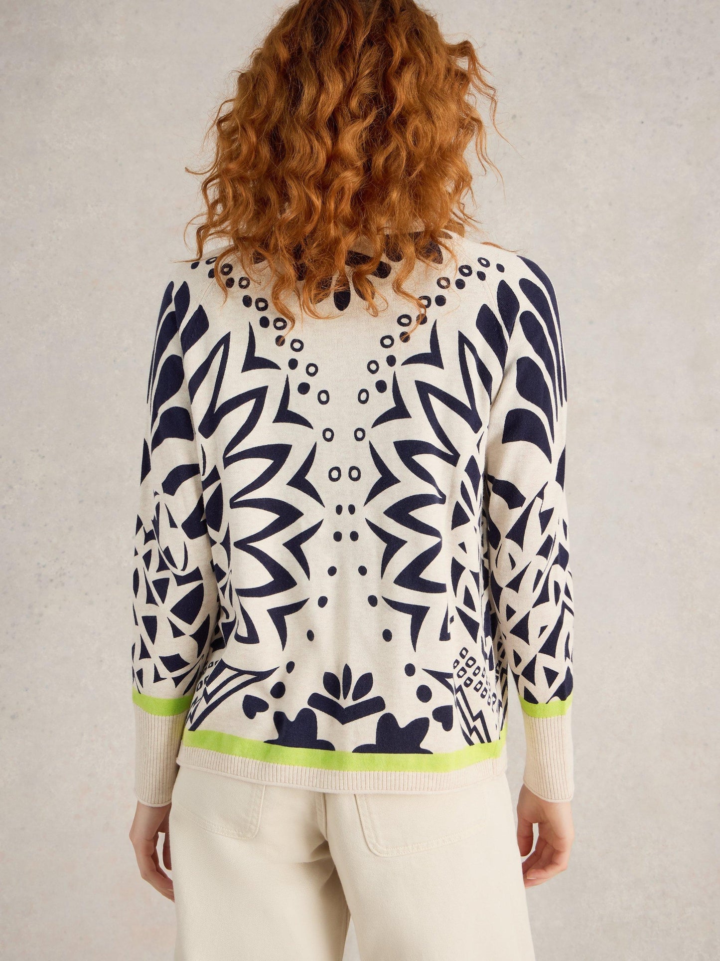 White Stuff Lulu Printed Cardigan in Ivory Print
