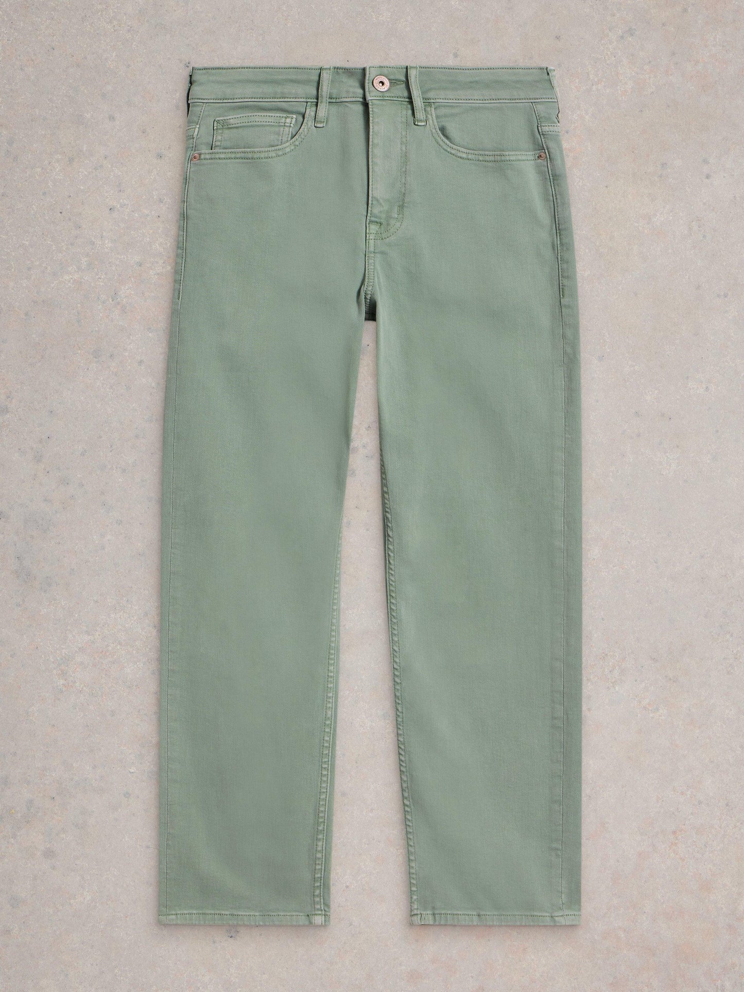 White Stuff Blake Straight Jean Cropped in Mid Green