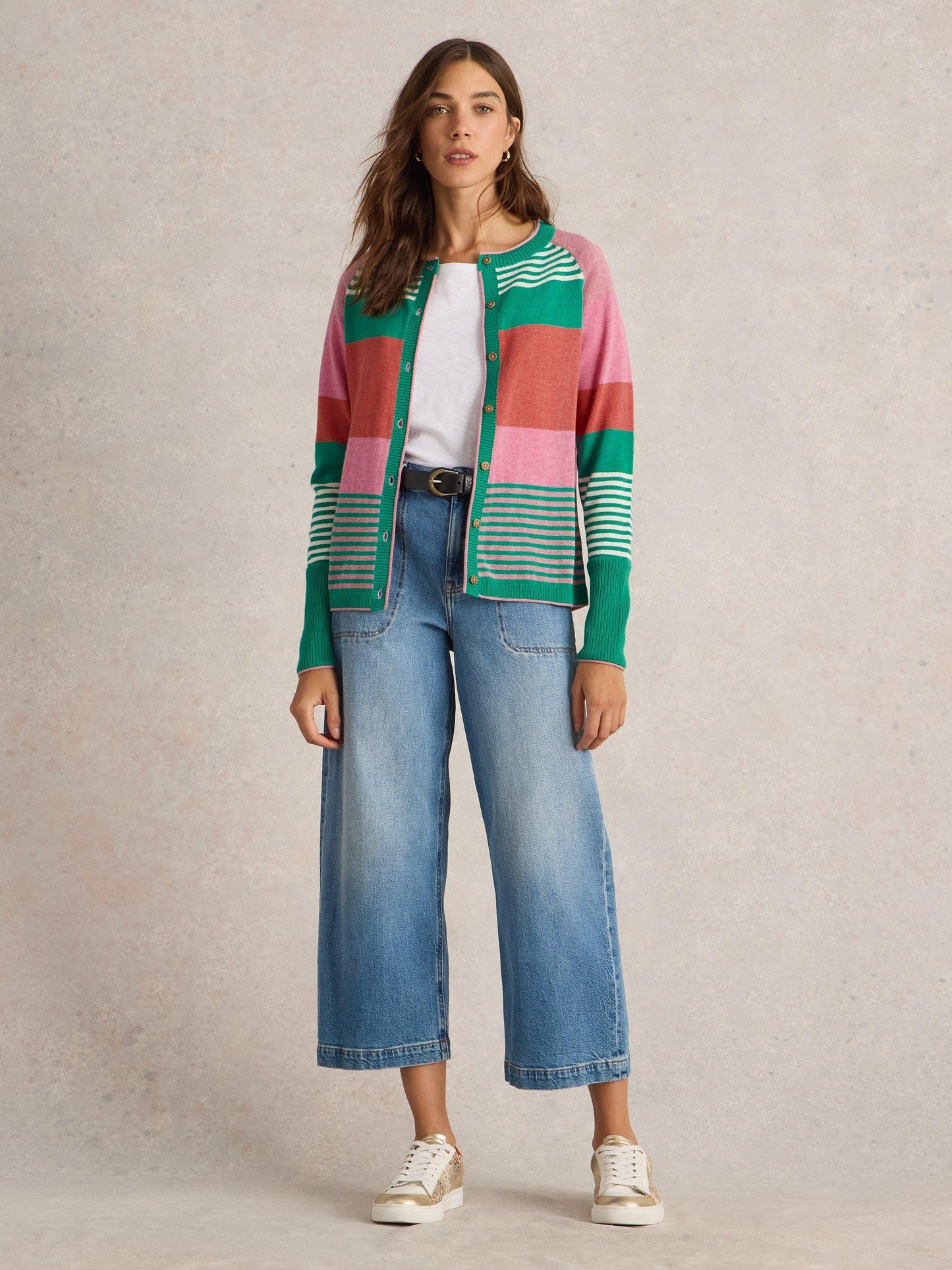 White Stuff LuLu Stripe Crew Neck Cardi