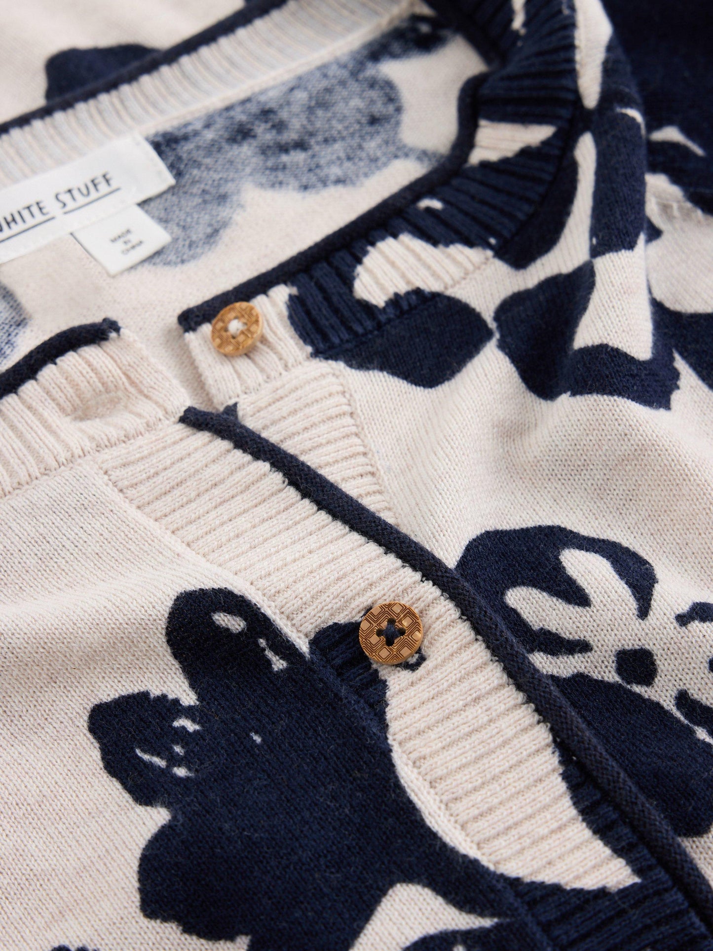 White Stuff Lulu Printed Cardigan in Natural Multi