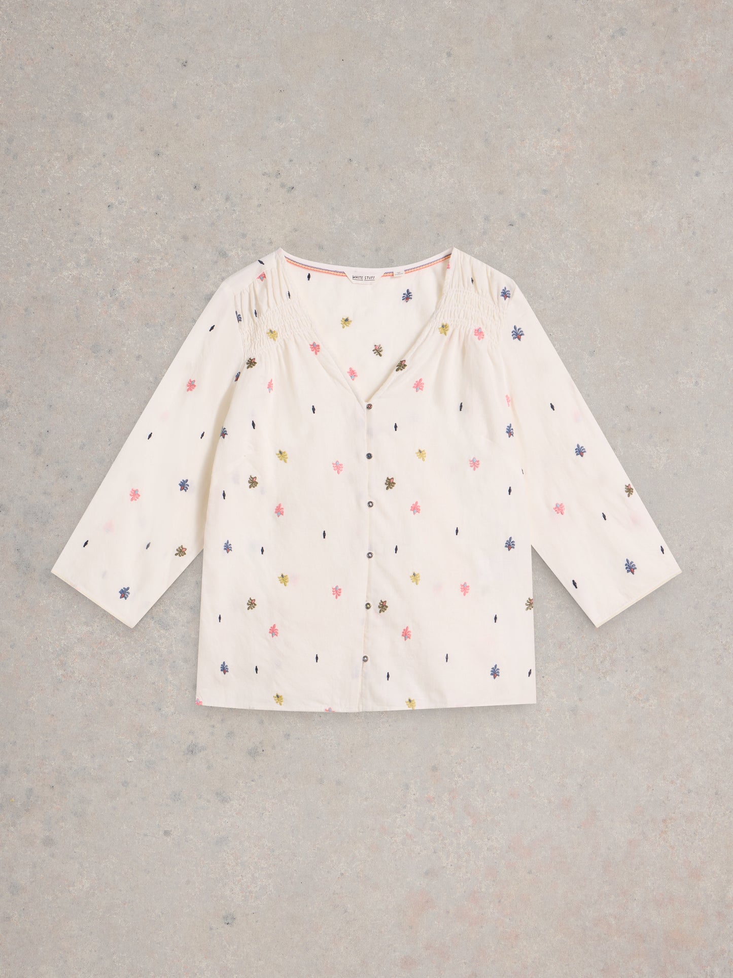White Stuff Rae Organic Cotton Blouse in Ivory Multi