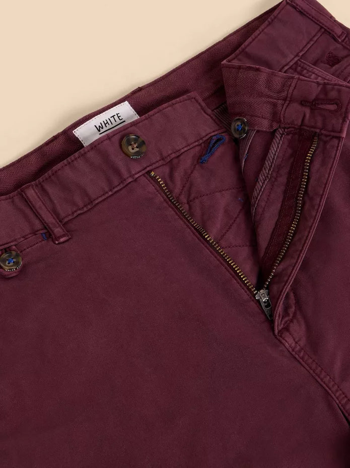 White Stuff Sutton Organic Chino Shorts in Dark Plum