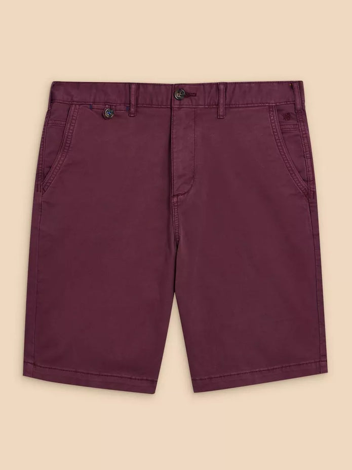 White Stuff Sutton Organic Chino Shorts in Dark Plum