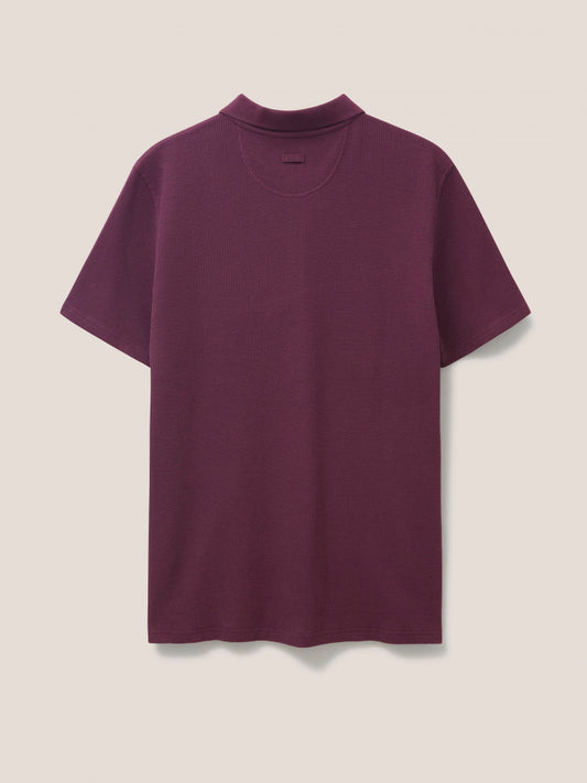 White Stuff Grantham waffle polo in mid plum