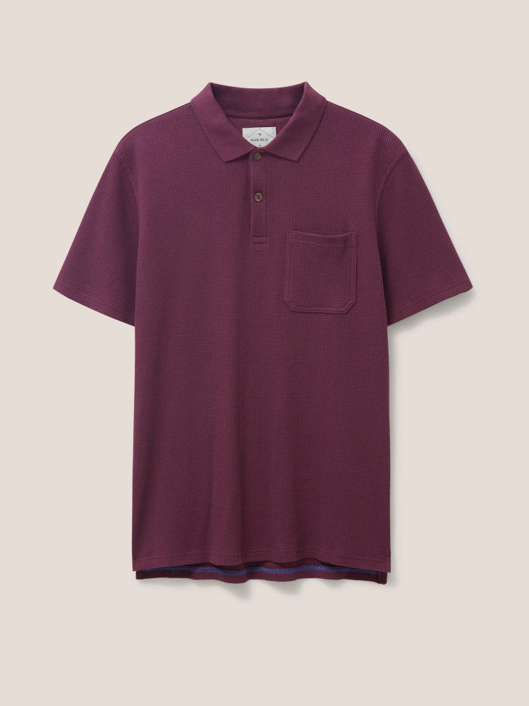 White Stuff Grantham waffle polo in mid plum
