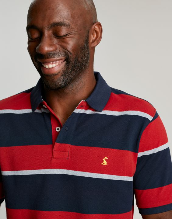 Joules Filbert Polo Shirt in Red Navy Stripe