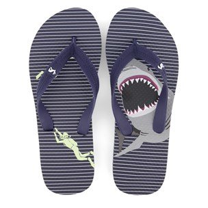 Joules Junior Flip Flops in Blue Stripe Shark