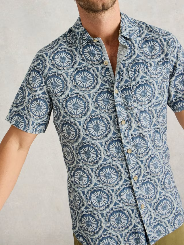 White Stuff Finsbury Tile Printed Shirt in Blue