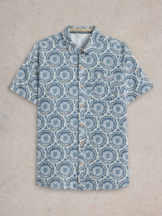 White Stuff Finsbury Tile Printed Shirt in Blue