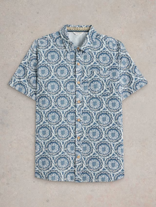 White Stuff Finsbury Tile Printed Shirt in Blue