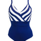 Pour Moi High Line V Neck Control Swimsuit in Navy/White