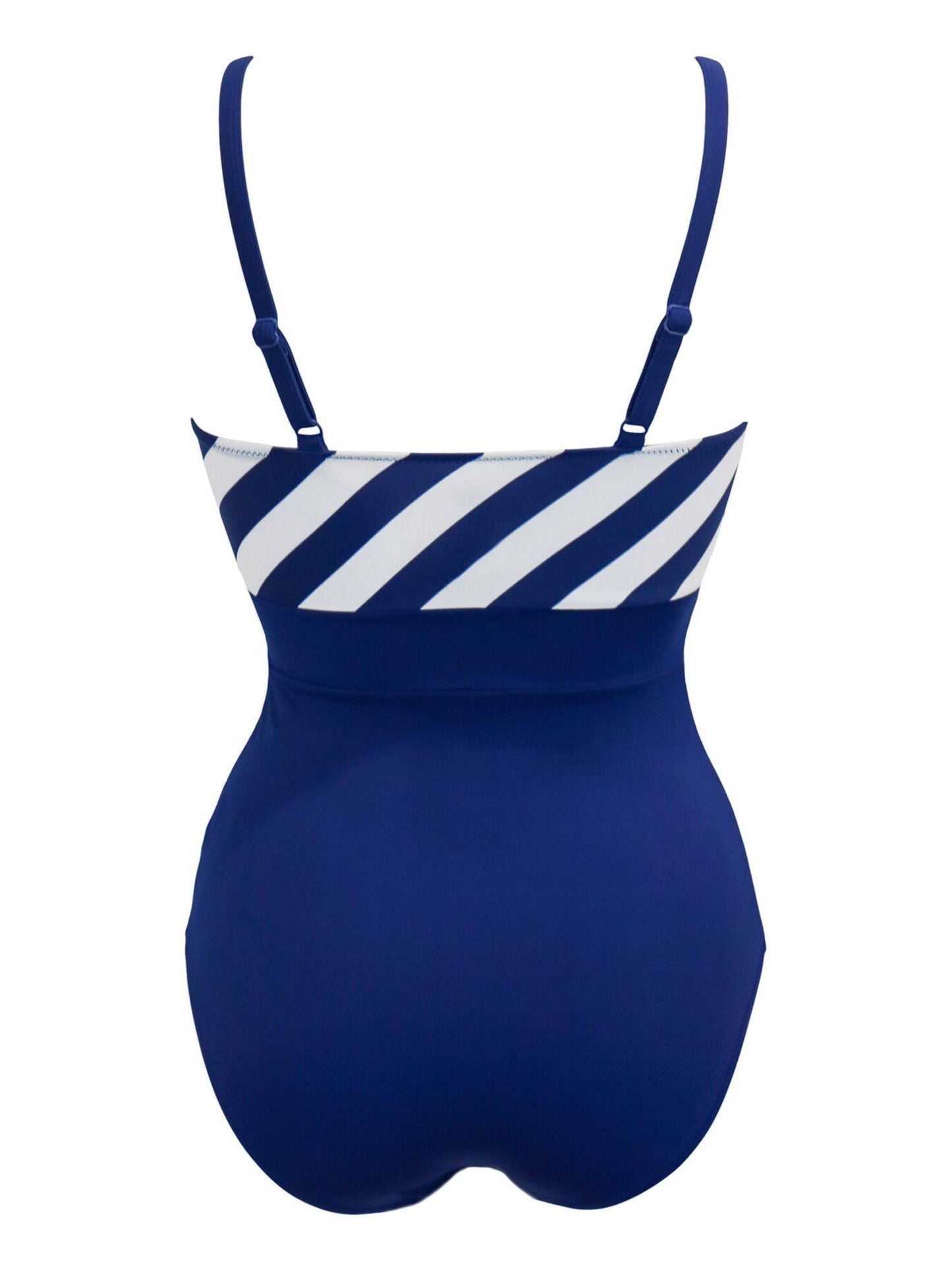 Pour Moi High Line V Neck Control Swimsuit in Navy/White