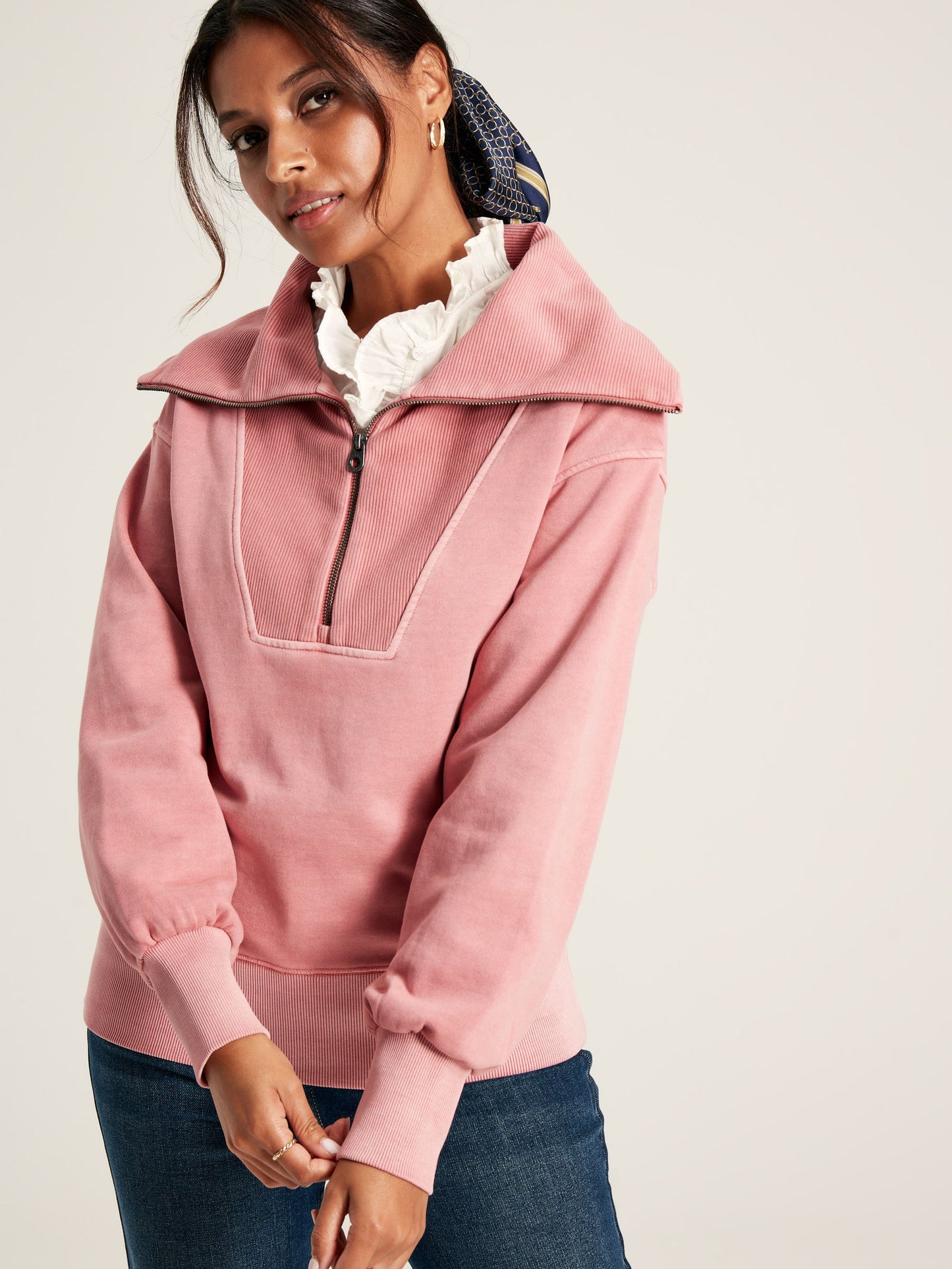 Joules Tia Half Zip Sweater in Pink