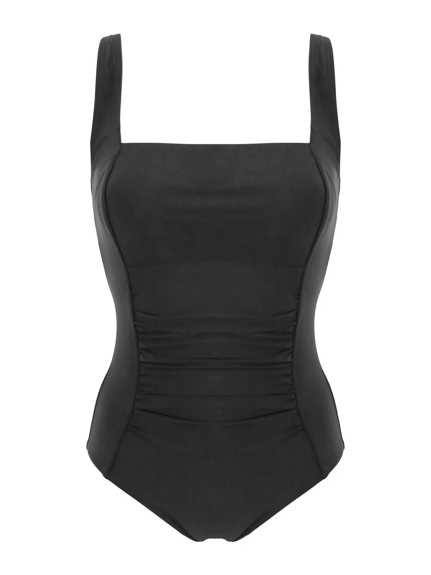 Pour Moi Santa Barbera Ruched Tummy Control Swimsuit in Black
