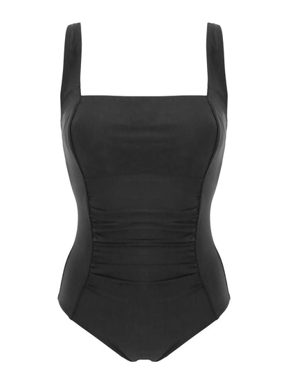 Pour Moi Santa Barbera Ruched Tummy Control Swimsuit in Black