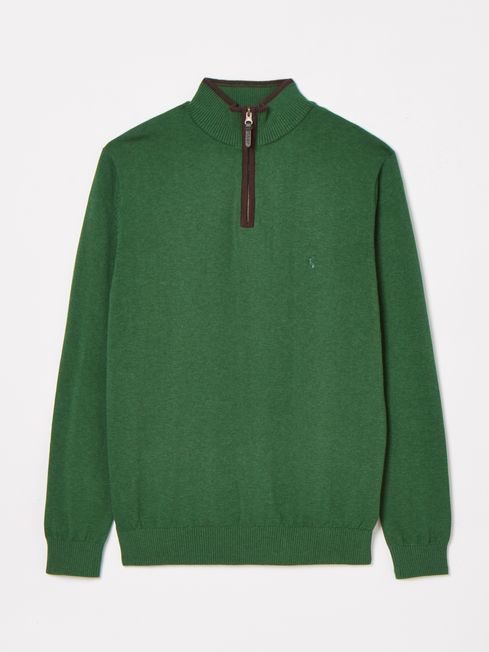 Joules Hillside Green Quarter Zip Knit Jumper