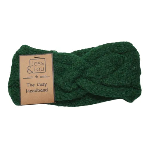 Jess and Lou Green Cosy Cable Knot Front Headband