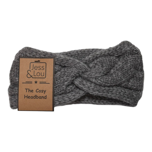 Jess and Lou Charcoal Cosy Cable Knot Front Headband
