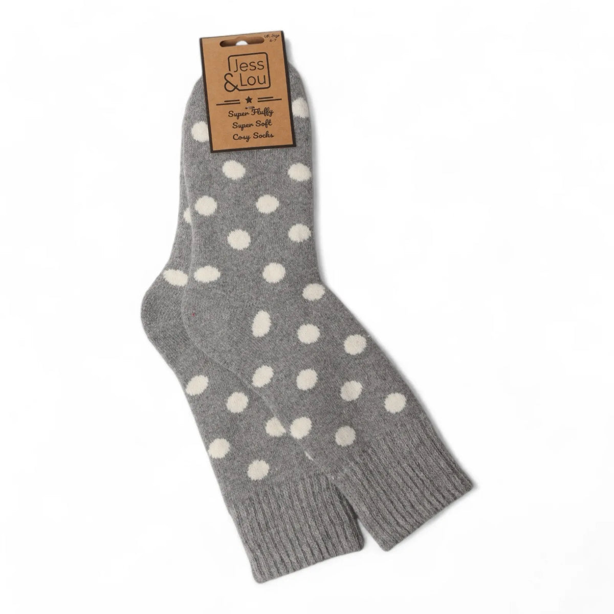 Jess and Lou Grey Spot Cosy Socks