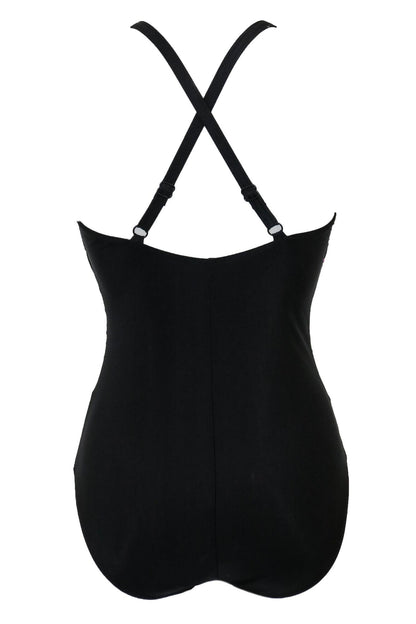 Pour Moi Energy Chlorine Resistant V-Neck Linear Swimsuit in Black Mix