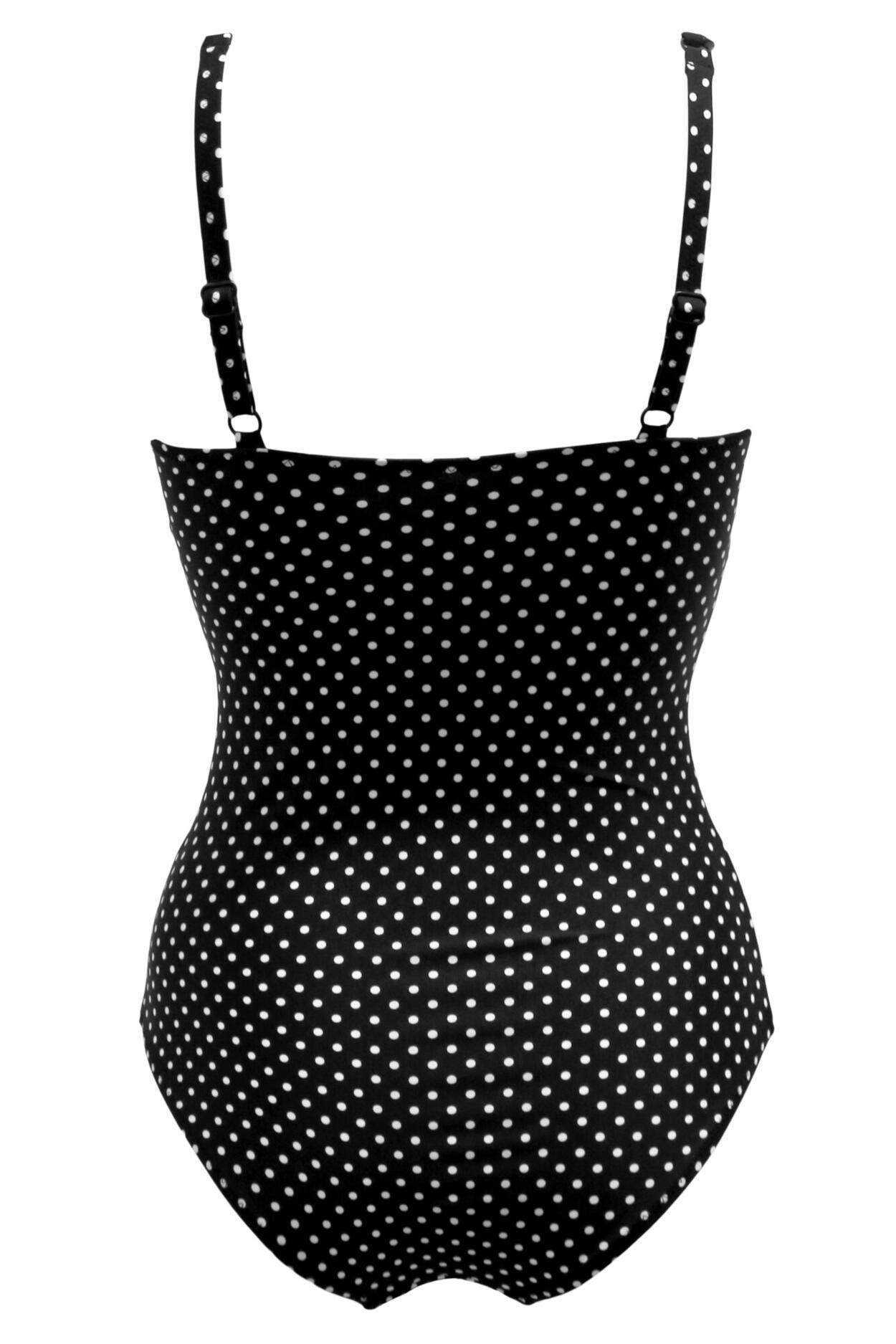 Pour Moi Sicily Frill Tummy Control Swimsuit in Black/White