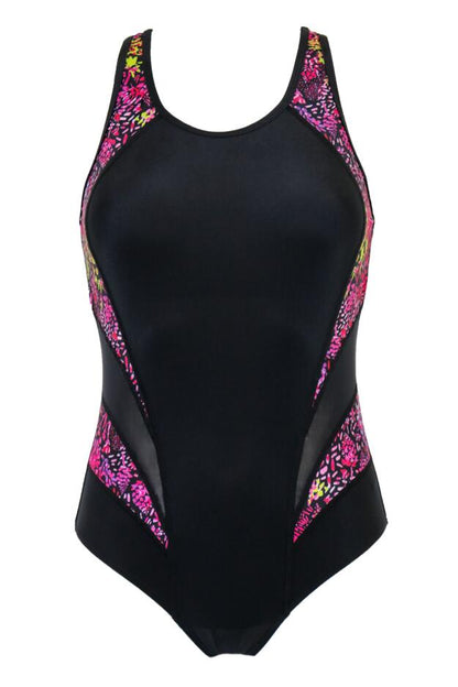 Pour Moi Energy Chlorine Resistant Swimsuit in Black/Confetti