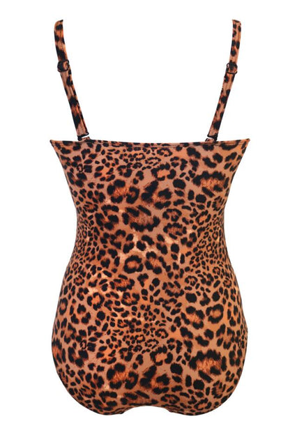 Pour Moi Santa Monica Strapless Tummy Control Swimsuit in Leopard