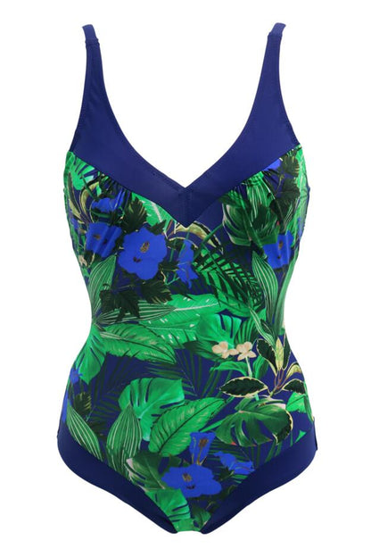 Pour Moi Palermo Contour Tummy Control Swimsuit in Navy Fern