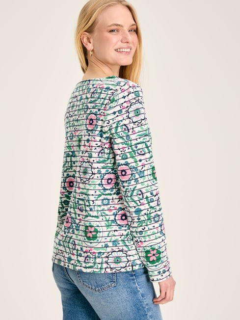 Joules New Harbour Blue Floral Boat Neck Breton Top in Floral Print